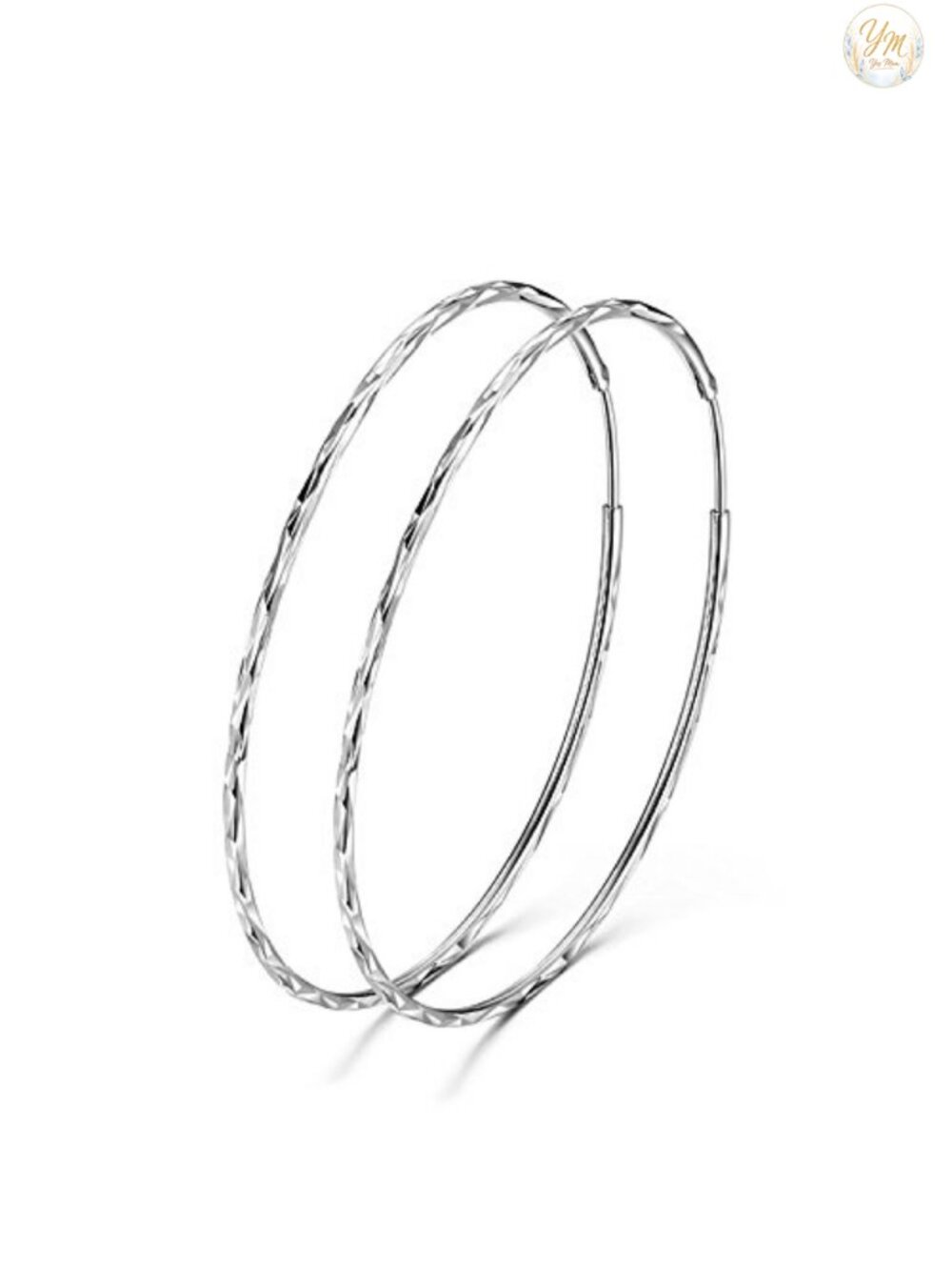 925 Sterling Silver Circle Endless Hoop Earrings Hypoallergenic 50mm